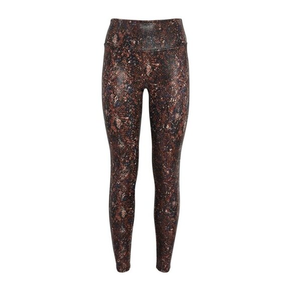 Spanx Womens Size L Faux Leather Snake Legging -‎ Mocha Snake Brown Black - Picture 1 of 5
